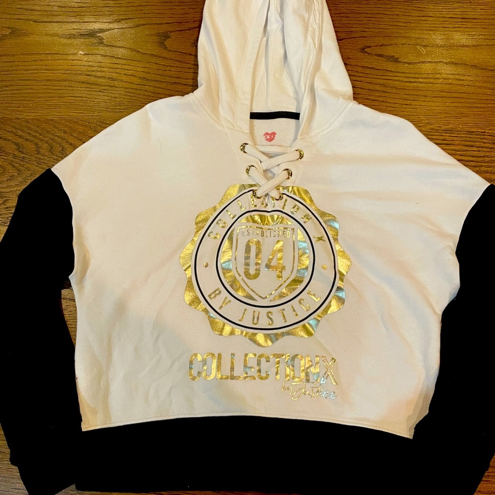 Girl’s size 12 Justice hooded sweatshirt.